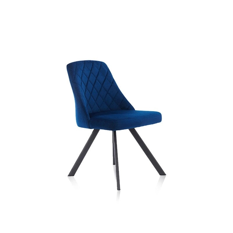Chaise de salle à manger sans accoudoirs en velours à surpiqûres losanges de style Mid-Century Modern