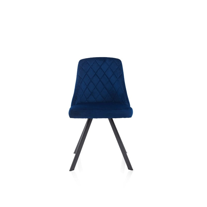 Chaise de salle à manger sans accoudoirs en velours à surpiqûres losanges de style Mid-Century Modern