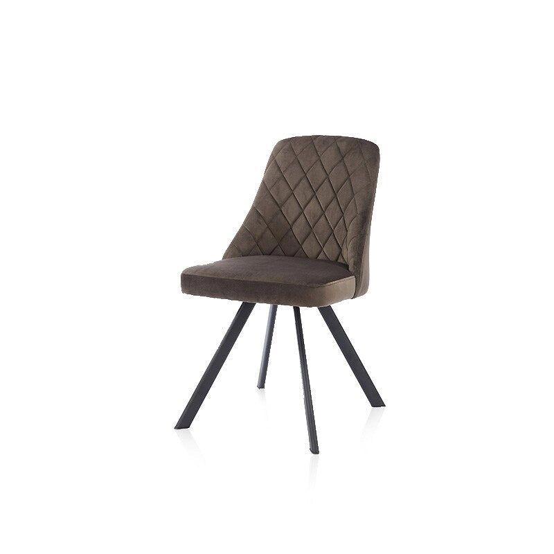 Chaise de salle à manger sans accoudoirs en velours à surpiqûres losanges de style Mid-Century Modern