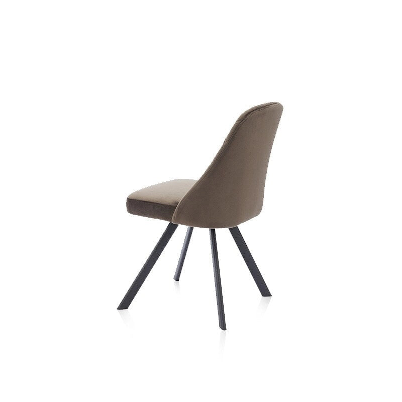 Chaise de salle à manger sans accoudoirs en velours à surpiqûres losanges de style Mid-Century Modern