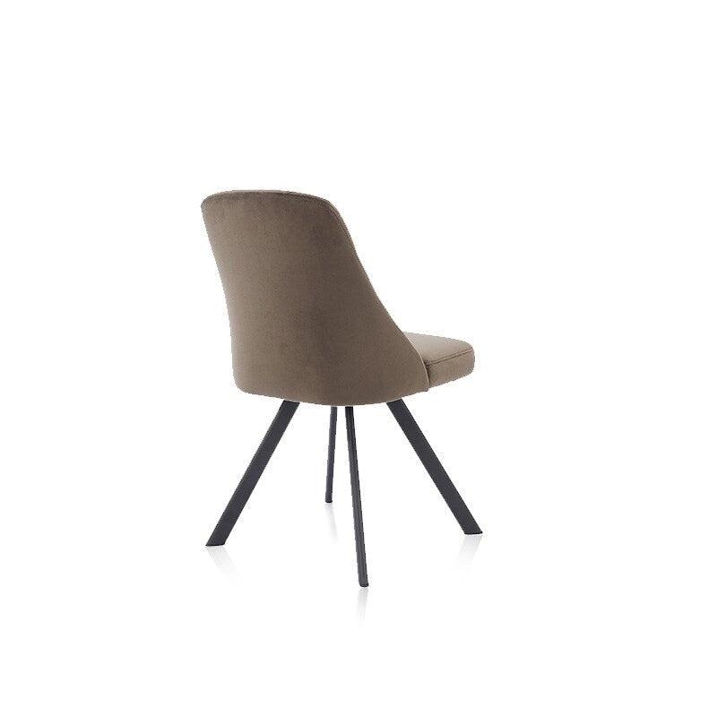 Chaise de salle à manger sans accoudoirs en velours à surpiqûres losanges de style Mid-Century Modern