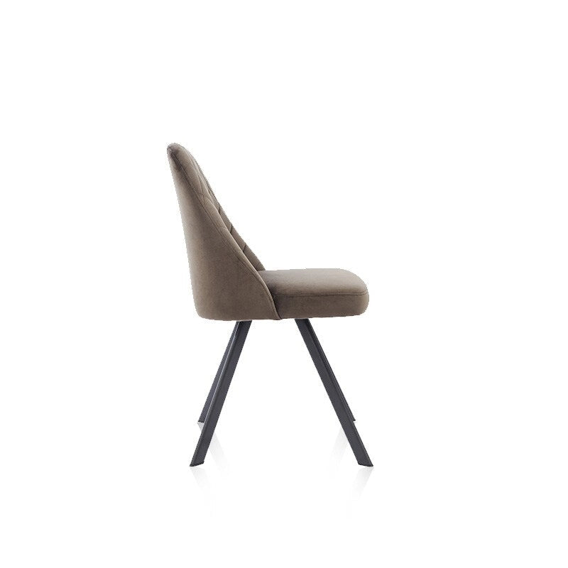 Chaise de salle à manger sans accoudoirs en velours à surpiqûres losanges de style Mid-Century Modern