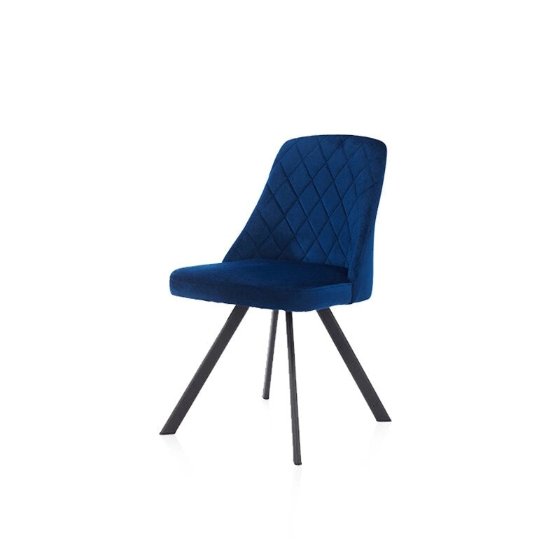 Chaise de salle à manger sans accoudoirs en velours à surpiqûres losanges de style Mid-Century Modern