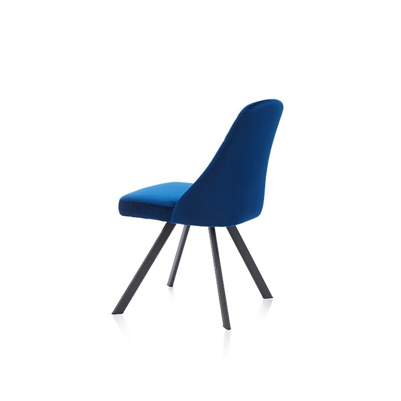 Chaise de salle à manger sans accoudoirs en velours à surpiqûres losanges de style Mid-Century Modern