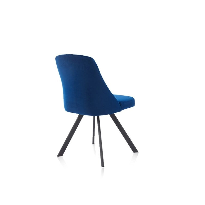 Chaise de salle à manger sans accoudoirs en velours à surpiqûres losanges de style Mid-Century Modern
