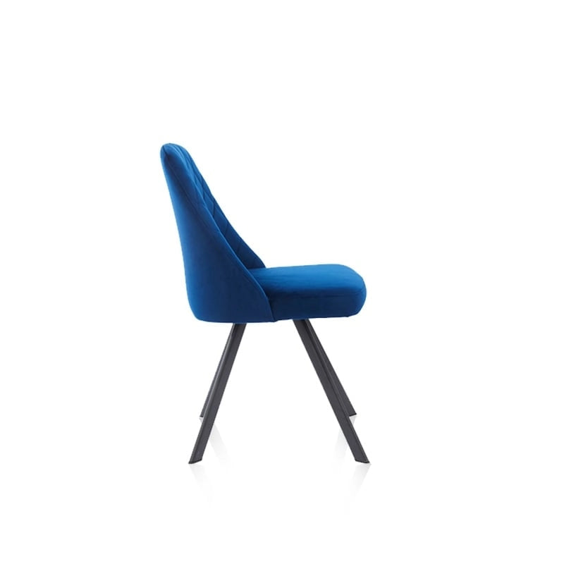 Chaise de salle à manger sans accoudoirs en velours à surpiqûres losanges de style Mid-Century Modern