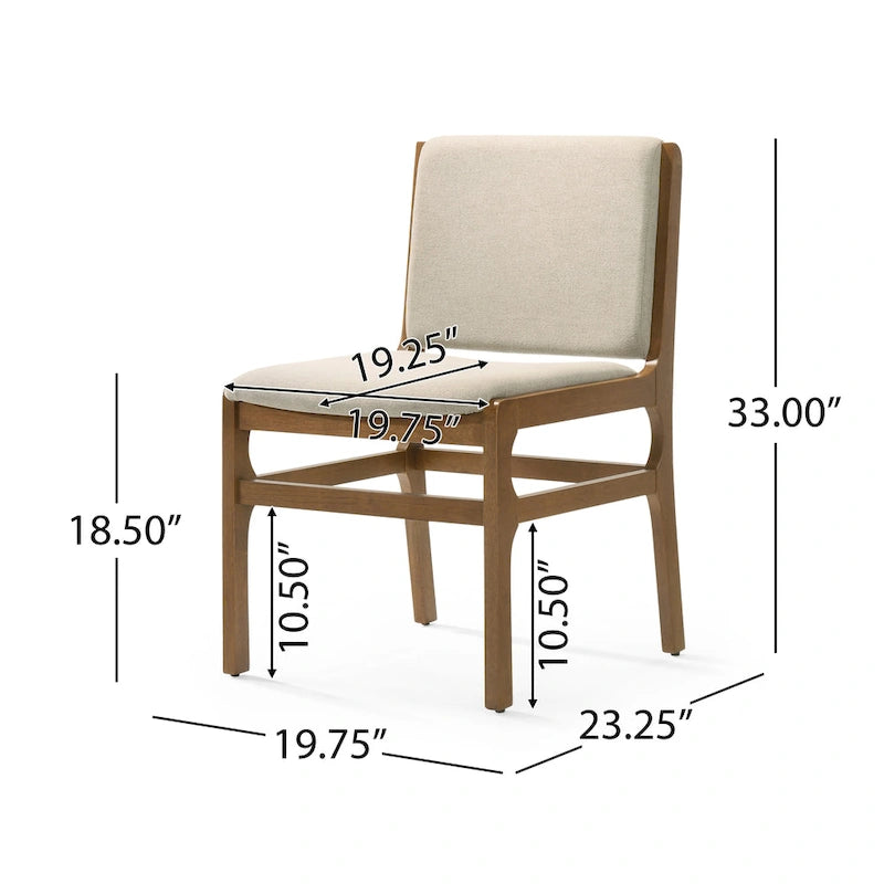 Chaise de salle à manger capitonnée Mid-Century Modern avec cadre en bois d'hévéa