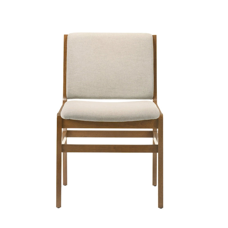 Chaise de salle à manger capitonnée Mid-Century Modern avec cadre en bois d'hévéa