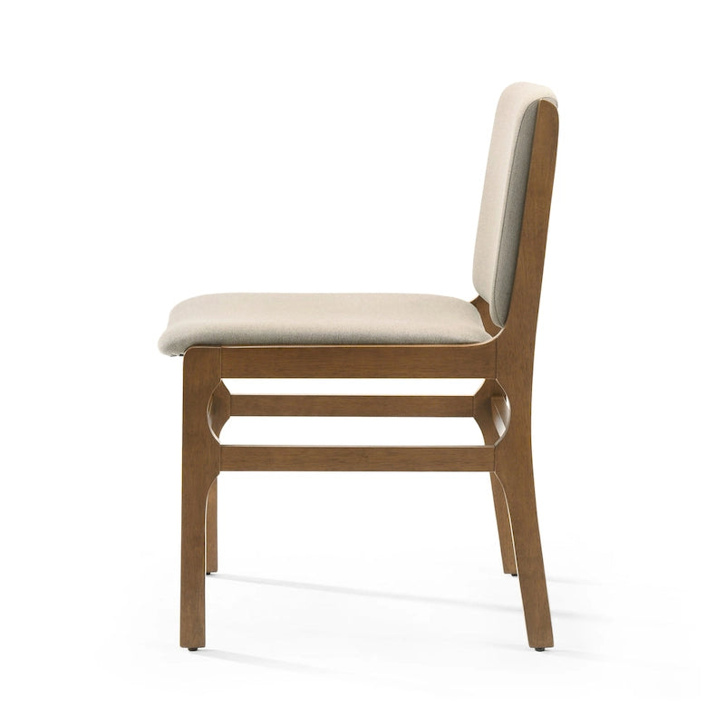 Chaise de salle à manger capitonnée Mid-Century Modern avec cadre en bois d'hévéa