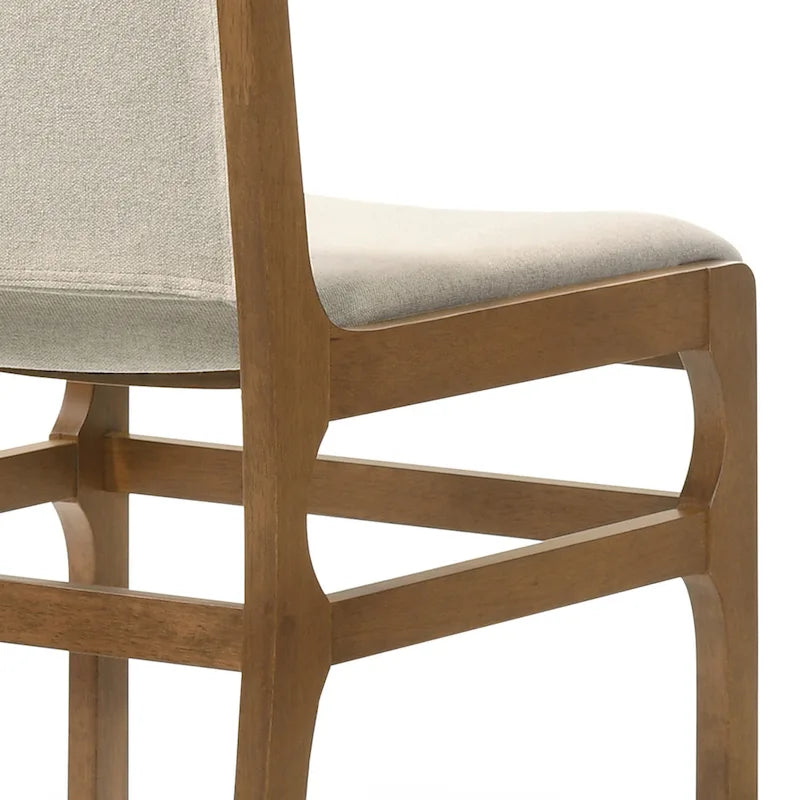 Chaise de salle à manger capitonnée Mid-Century Modern avec cadre en bois d'hévéa