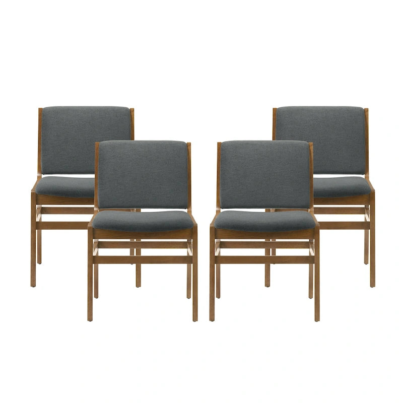 Chaise de salle à manger capitonnée Mid-Century Modern avec cadre en bois d'hévéa
