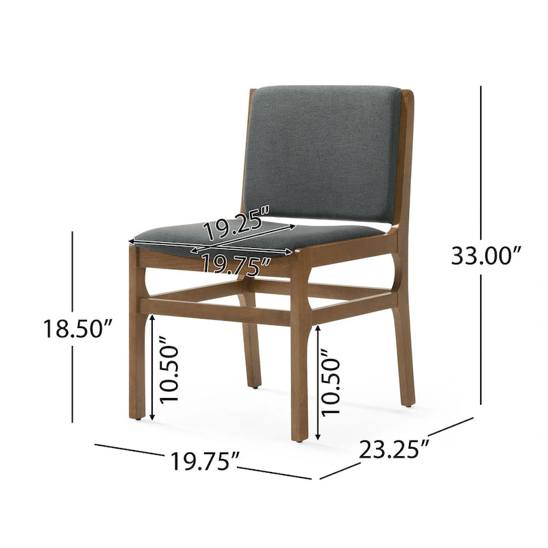 Chaise de salle à manger capitonnée Mid-Century Modern avec cadre en bois d'hévéa