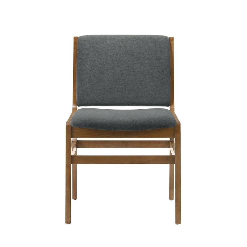 Chaise de salle à manger capitonnée Mid-Century Modern avec cadre en bois d'hévéa
