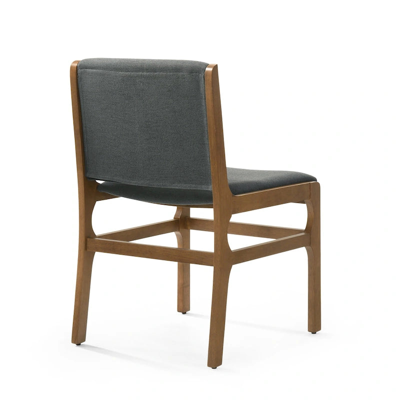 Chaise de salle à manger capitonnée Mid-Century Modern avec cadre en bois d'hévéa