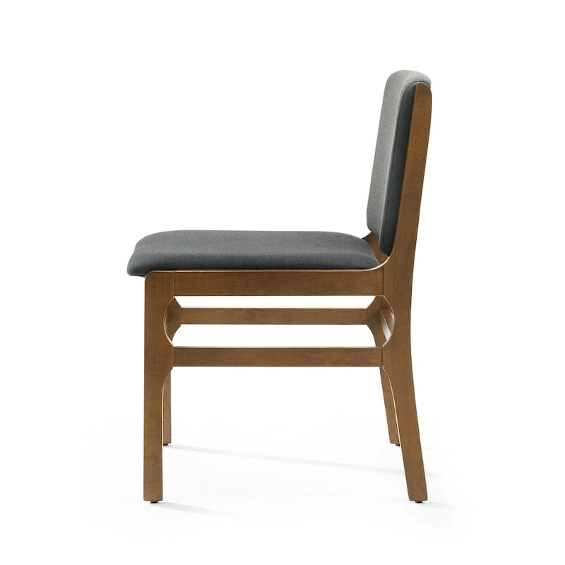Chaise de salle à manger capitonnée Mid-Century Modern avec cadre en bois d'hévéa