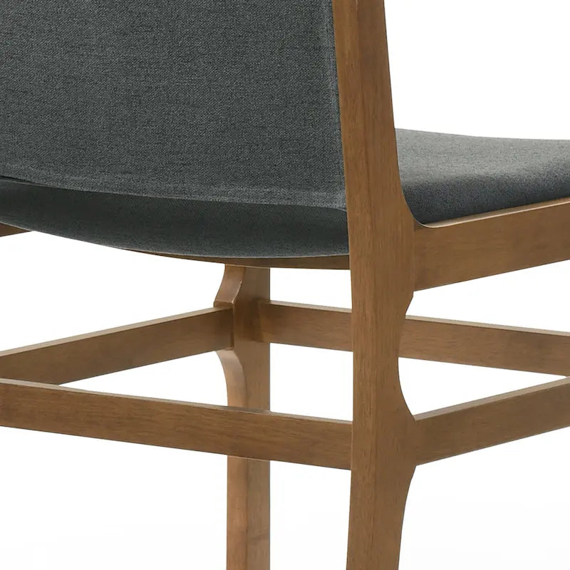 Chaise de salle à manger capitonnée Mid-Century Modern avec cadre en bois d'hévéa