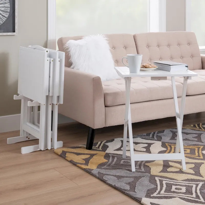Table pliante avec plateau en placage de chêne et pieds en hévéa