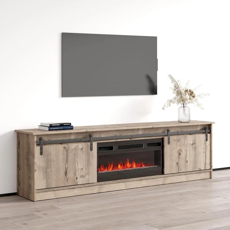 Meuble TV avec cheminée électrique moderne et console de divertissement
