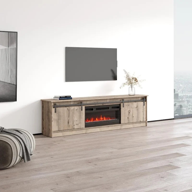 Meuble TV avec cheminée électrique moderne et console de divertissement