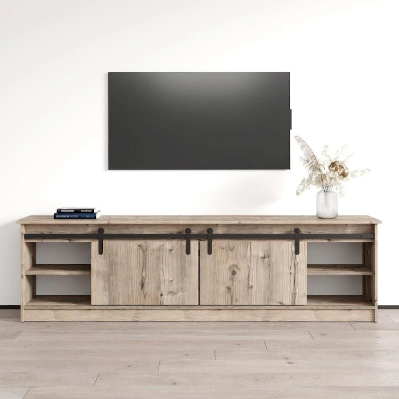 Meuble TV avec cheminée électrique moderne et console de divertissement