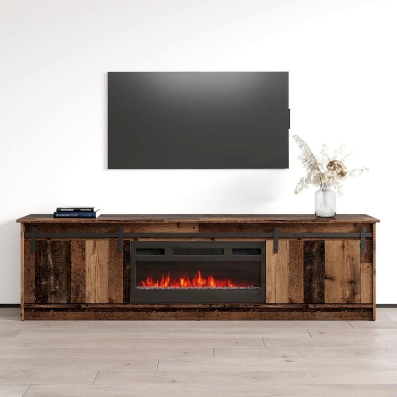 Meuble TV avec cheminée électrique moderne et console de divertissement