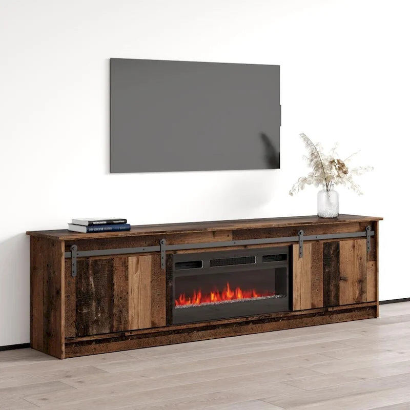 Meuble TV avec cheminée électrique moderne et console de divertissement