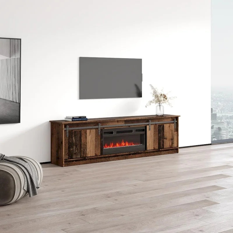 Meuble TV avec cheminée électrique moderne et console de divertissement