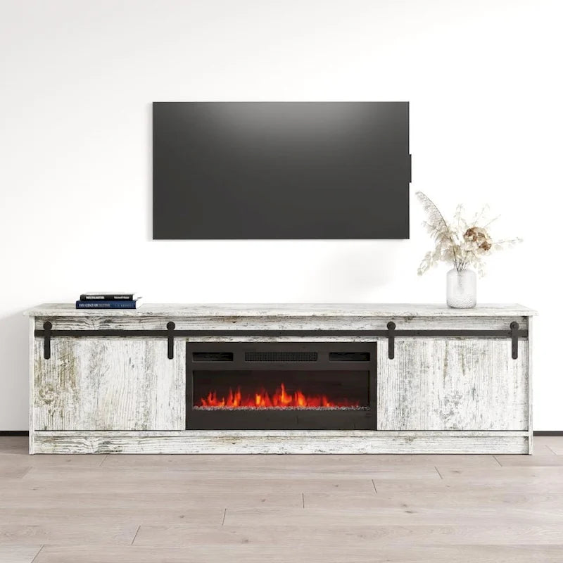 Meuble TV avec cheminée électrique moderne et console de divertissement