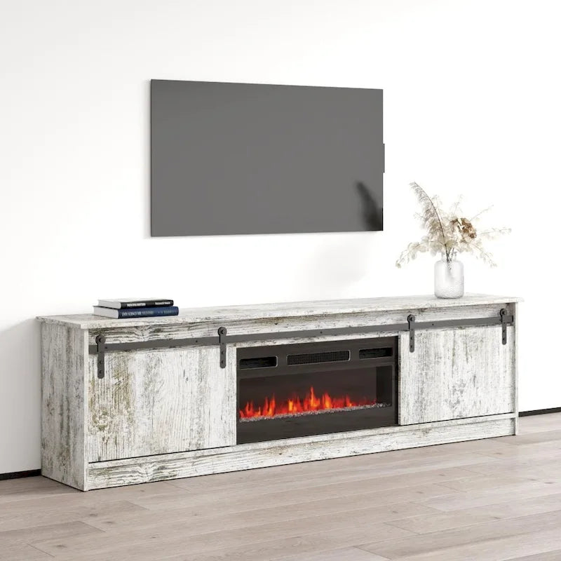 Meuble TV avec cheminée électrique moderne et console de divertissement