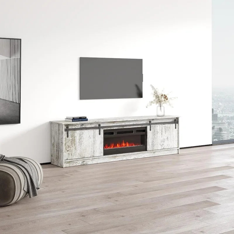 Meuble TV avec cheminée électrique moderne et console de divertissement