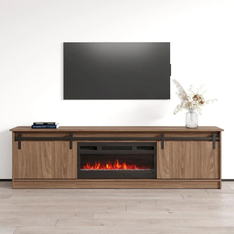 Meuble TV avec cheminée électrique moderne et console de divertissement