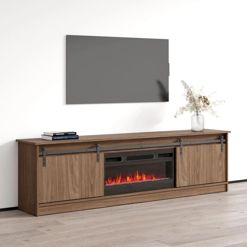 Meuble TV avec cheminée électrique moderne et console de divertissement