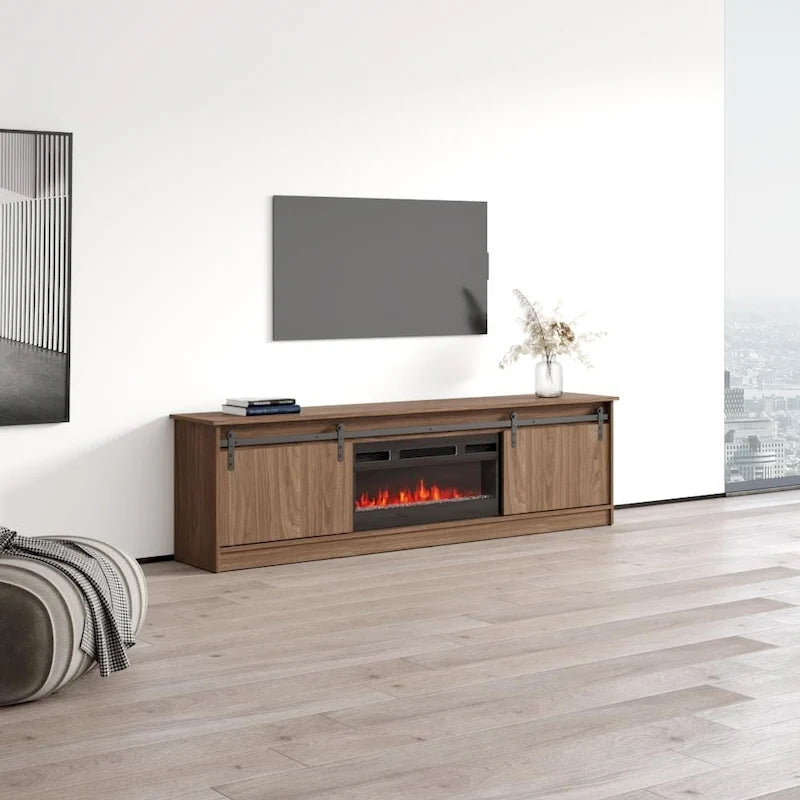Meuble TV avec cheminée électrique moderne et console de divertissement