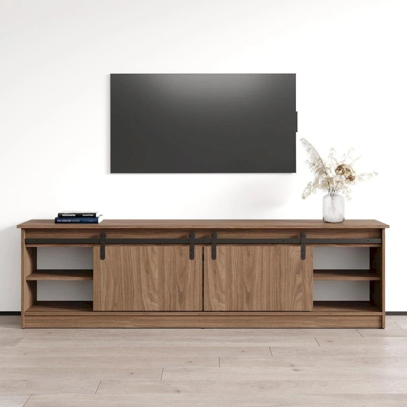 Meuble TV avec cheminée électrique moderne et console de divertissement