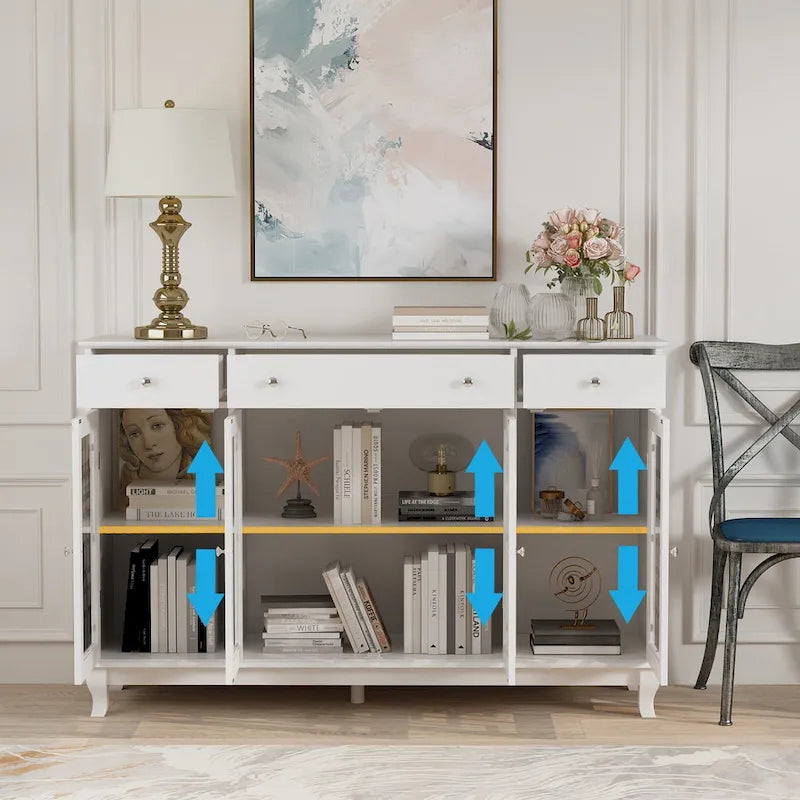 Buffet de ferme moderne en bois avec portes vitrées