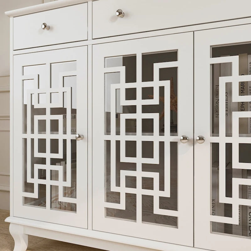 Buffet de ferme moderne en bois avec portes vitrées