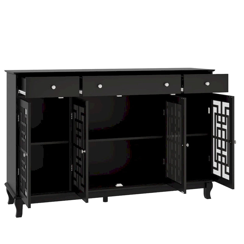 Buffet de ferme moderne en bois avec portes vitrées