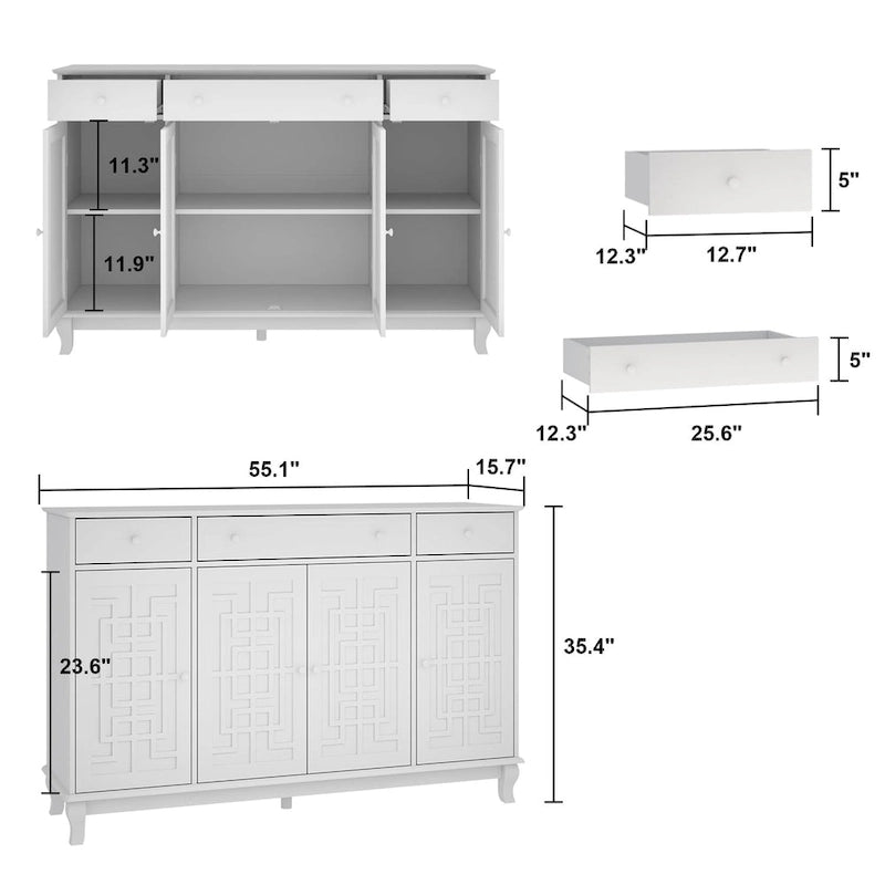 Buffet de ferme moderne en bois avec portes vitrées