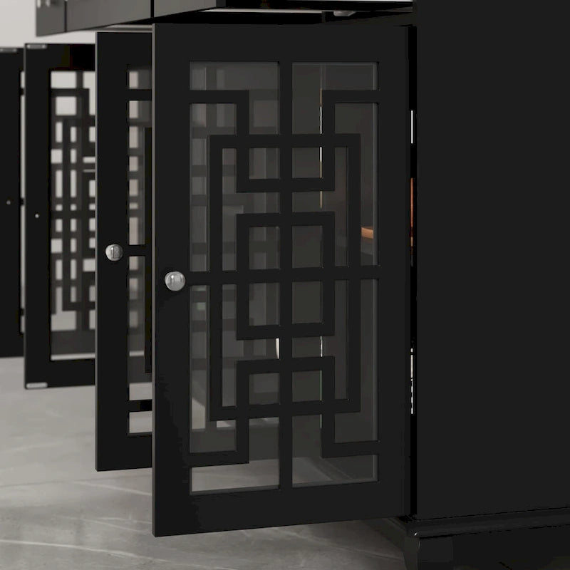 Buffet de ferme moderne en bois avec portes vitrées