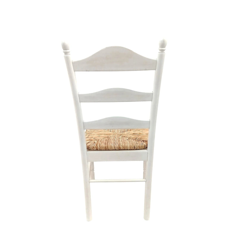 Chaise de salle à manger française rustique à dossier échelle avec assise en jonc tressé