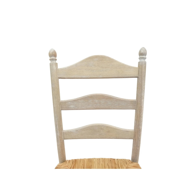 Chaise de salle à manger française rustique à dossier échelle avec assise en jonc tressé
