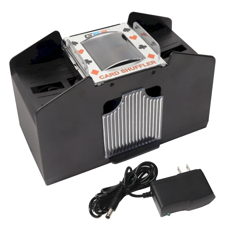Mélangeur de cartes automatique électrique à 4 jeux pour jeux de cartes - Noir