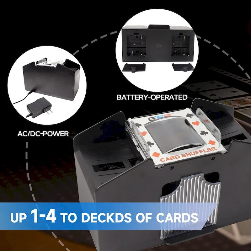 Mélangeur de cartes automatique électrique à 4 jeux pour jeux de cartes - Noir