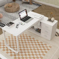 Bureau d'ordinateur d'angle 55 pouces avec rangement et armoire réversible
