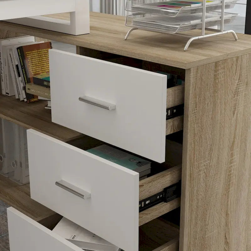 Bureau d'ordinateur d'angle 55 pouces avec rangement et armoire réversible