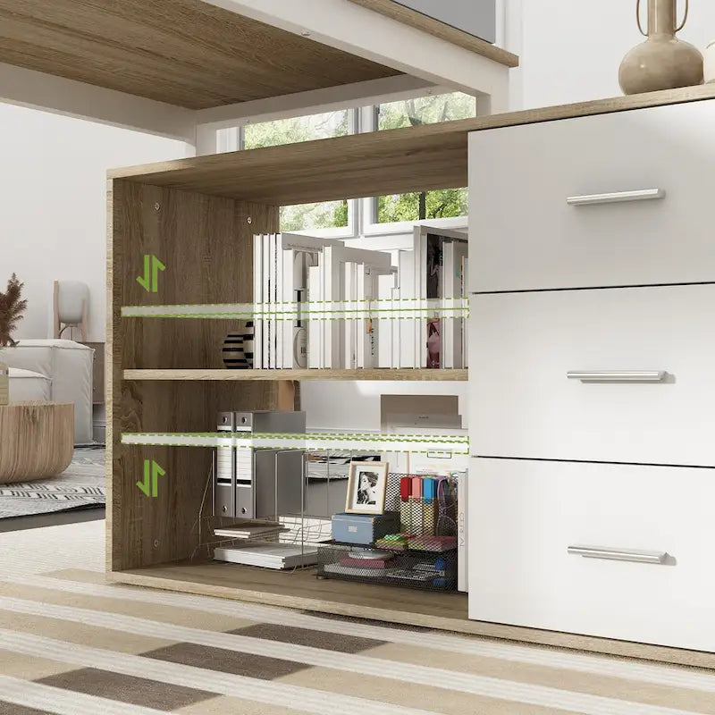 Bureau d'ordinateur d'angle 55 pouces avec rangement et armoire réversible