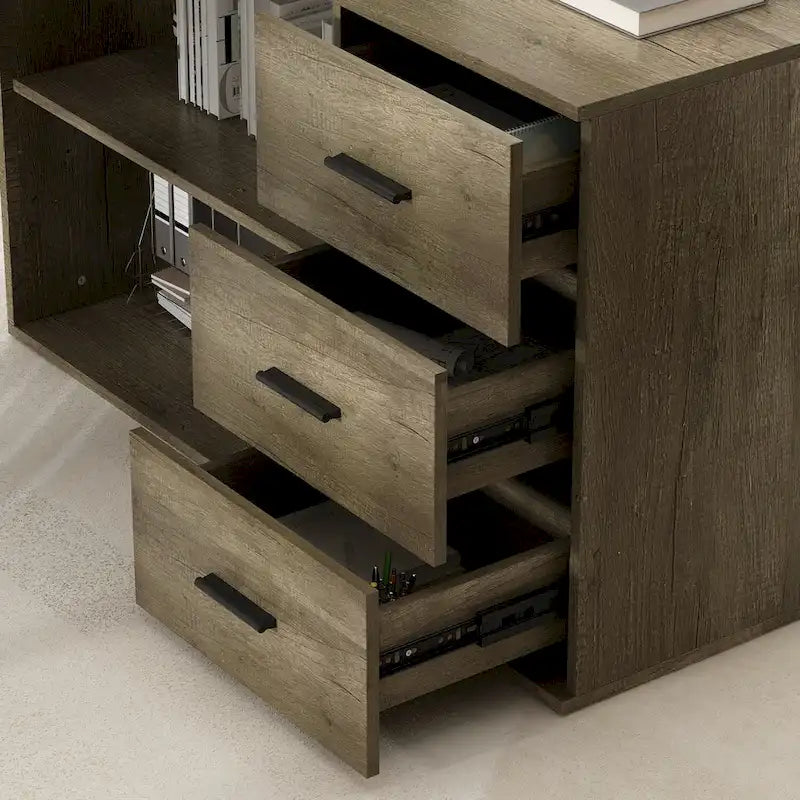 Bureau d'ordinateur d'angle 55 pouces avec rangement et armoire réversible