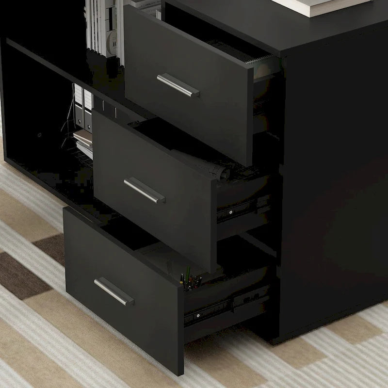 Bureau d'ordinateur d'angle 55 pouces avec rangement et armoire réversible