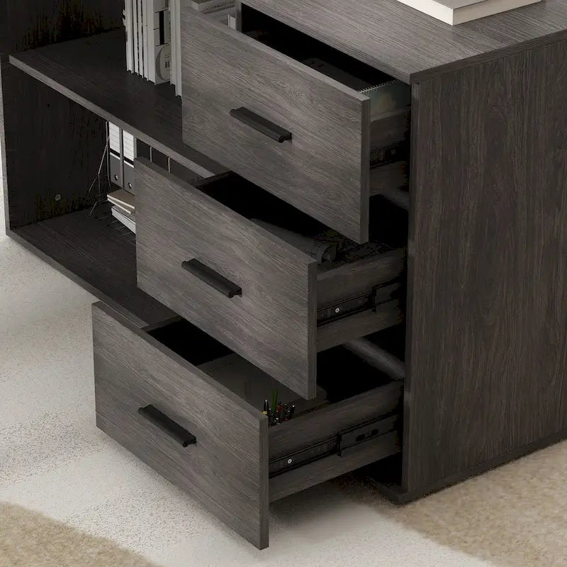 Bureau d'ordinateur d'angle 55 pouces avec rangement et armoire réversible