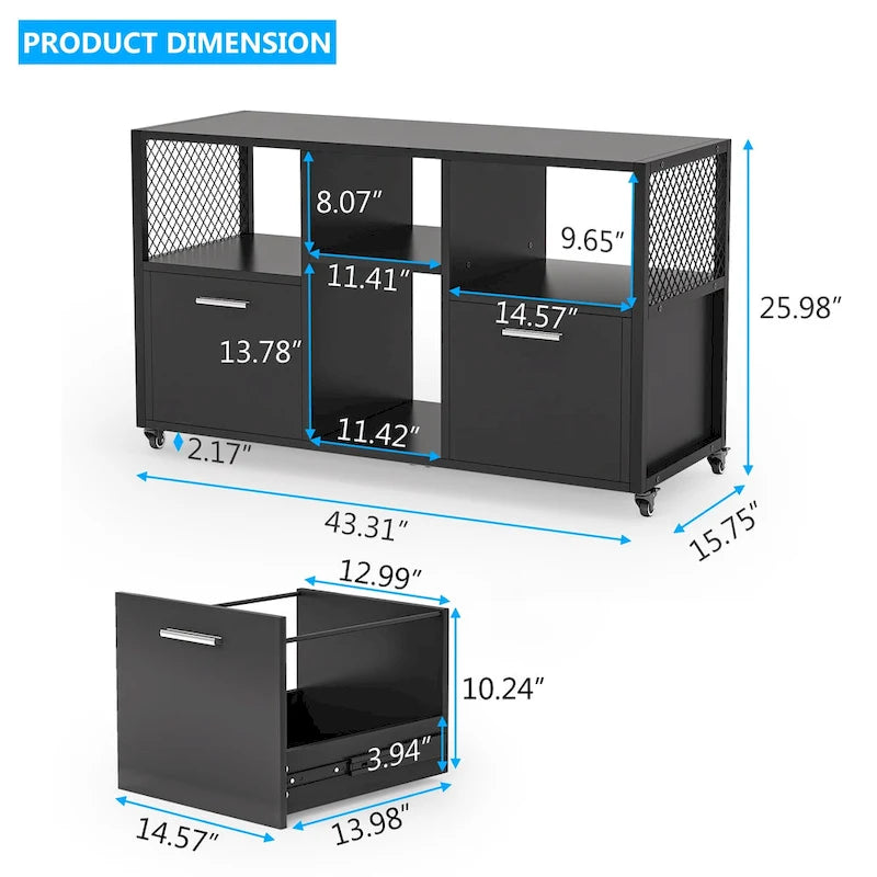 Grands classeurs latéraux Armoire de classement mobile pour bureau à domicile